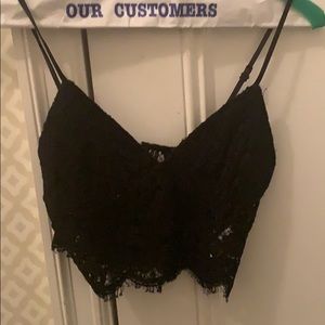 Black lace crop top